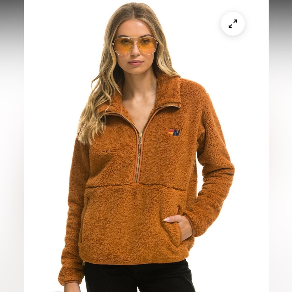 Aviator Nation Teddy Half Zip Jacket